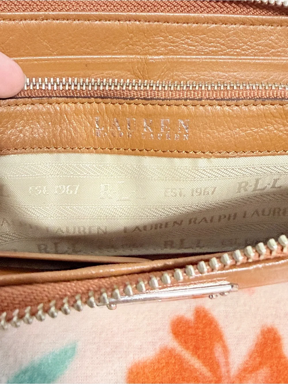 Ralph Lauren Brown Leather Zip Wallet